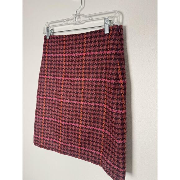 Wool Tweed Plaid Skirt Womens 4 Multicolor Academia Pure Collection - Picture 3 of 12
